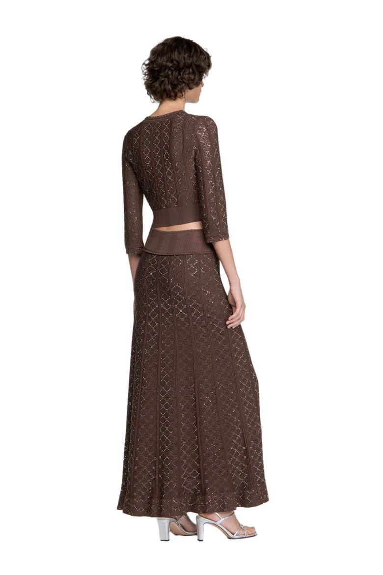 Strass knit cropped cardigan, Alternate, color, Brown