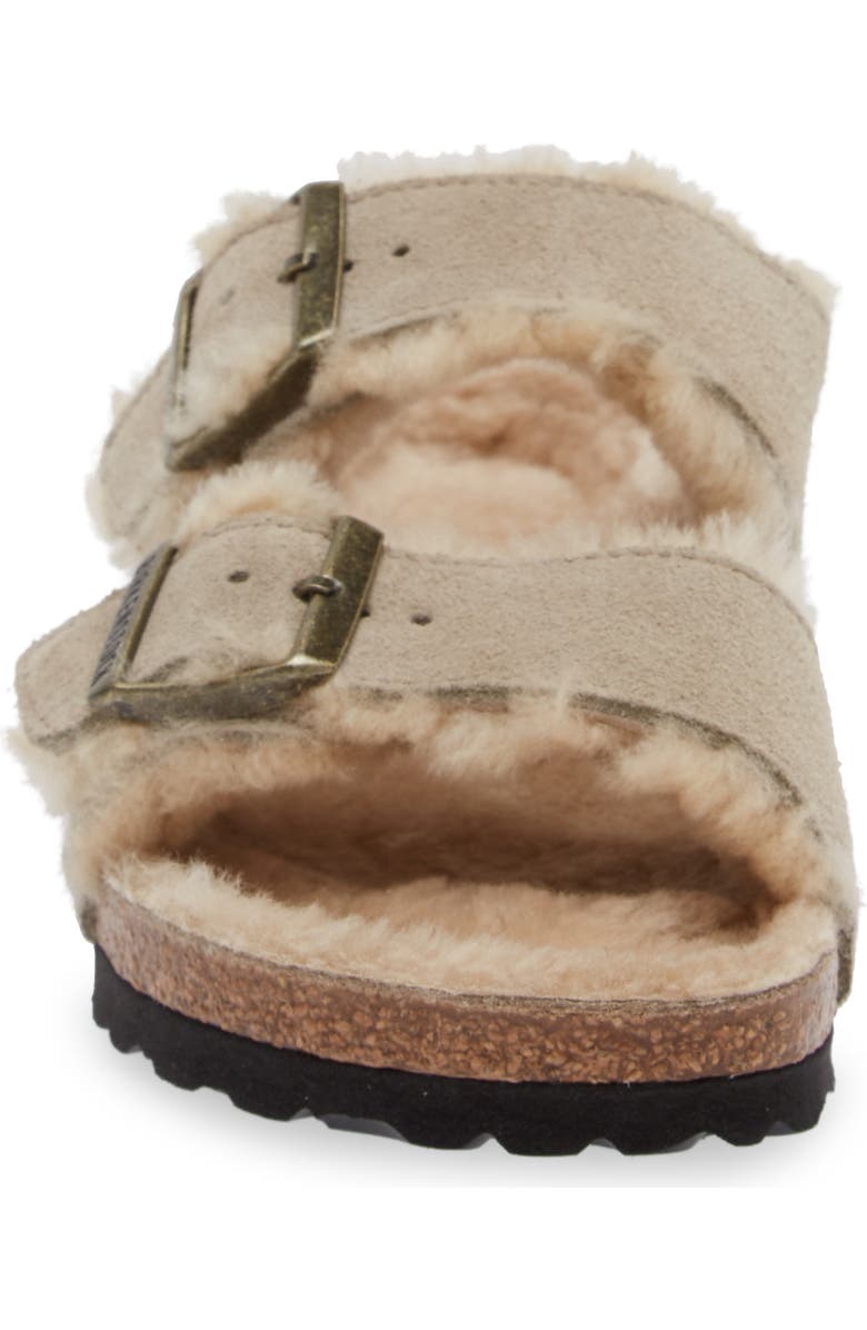 Birkenstock Arizona Genuine Shearling Slide Sandal, Alternate, color, Taupe
