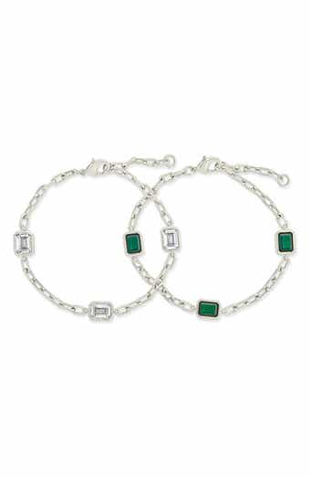 Lennox Set of 2 Cubic Zirconia Station Chain Bracelets