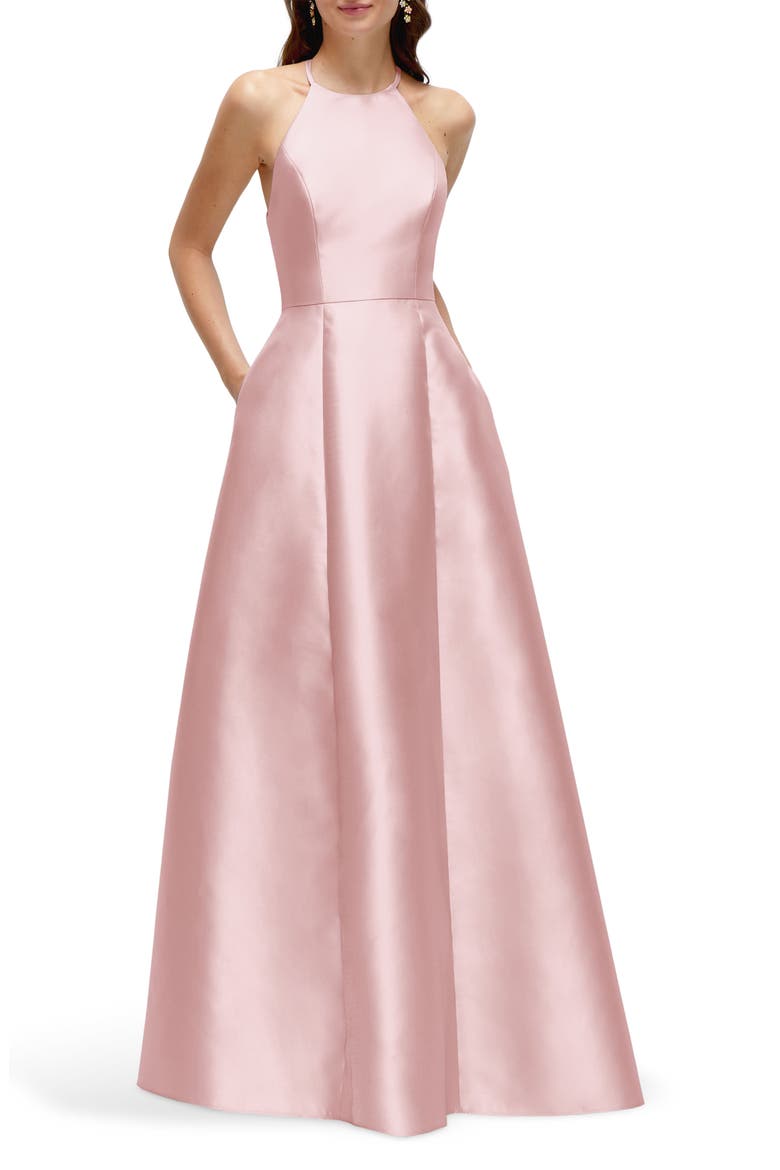 A-Line Satin Gown, Main, color, BALLET PINK