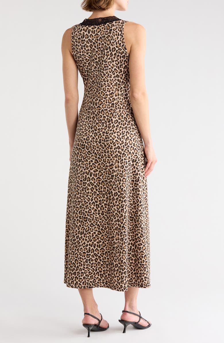 Loveappella Lace V-Neck Maxi Dress, Alternate, color, Tan Multi