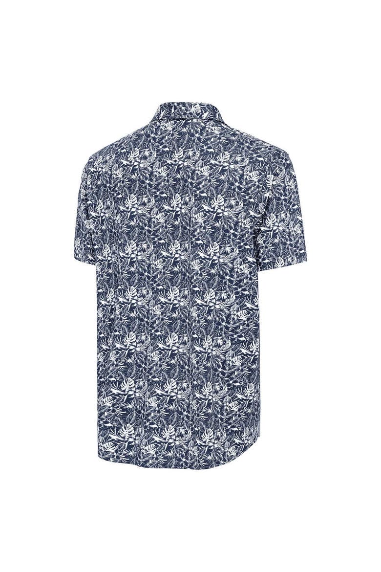 Men's Antigua Navy Cleveland Guardians Resort Button-Up Shirt, Alternate, color, Navy