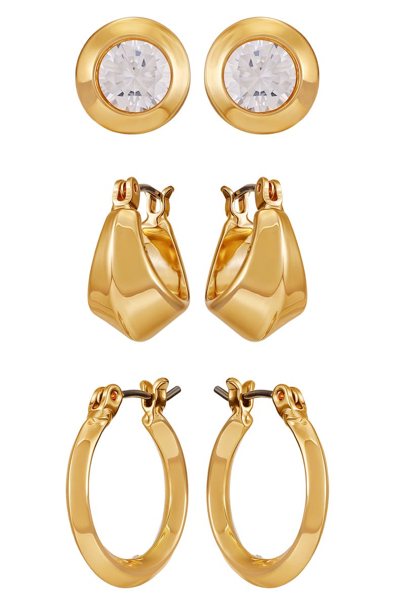 Vince Camuto Hoop and Stud Earring Set, Alternate, color, Gold Tone