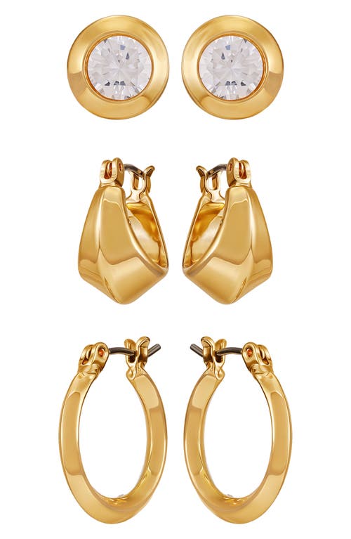 Vince Camuto Hoop And Stud Earring Set In Gold