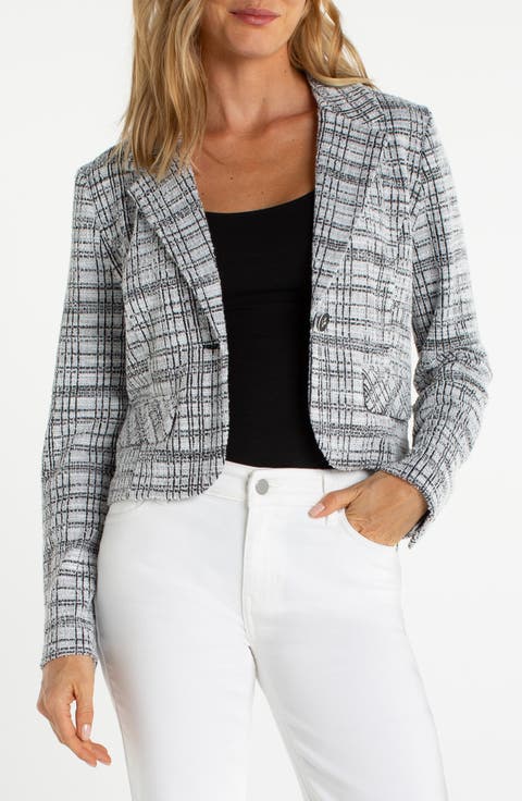 Liverpool Los Angeles Plaid Crop Blazer (Petite)