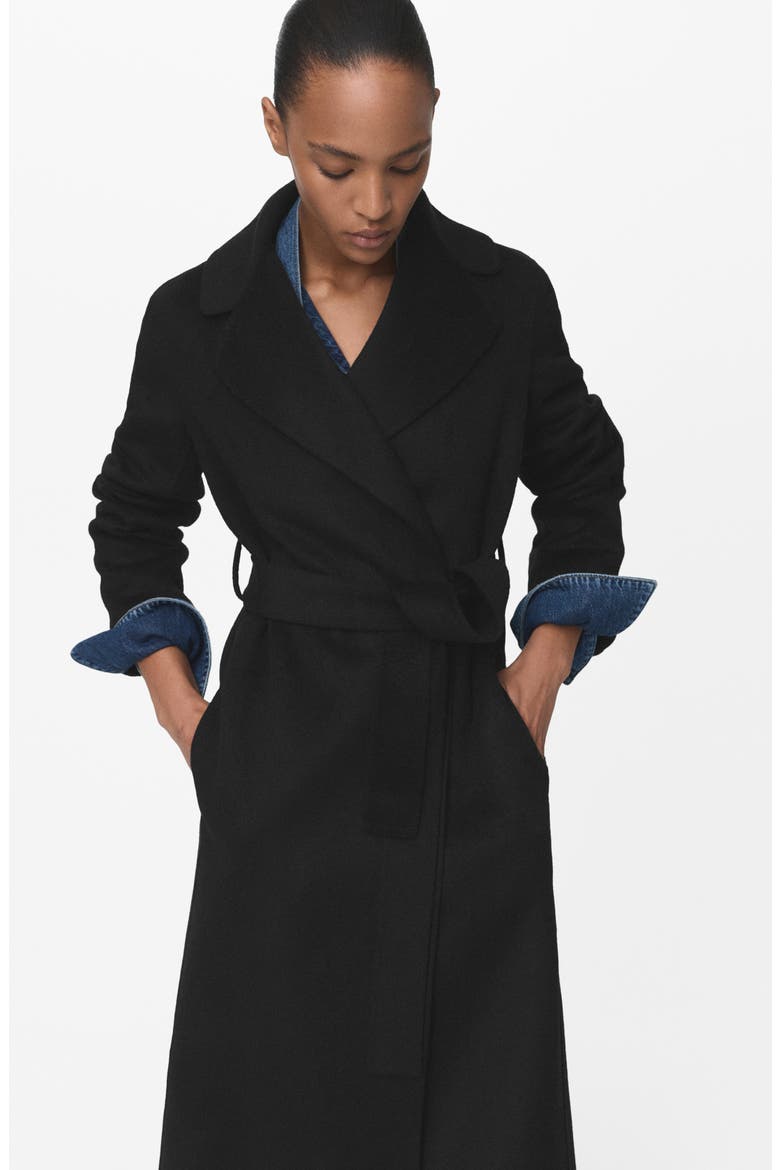Wool Blend Wrap Coat, Alternate, color, BLACK