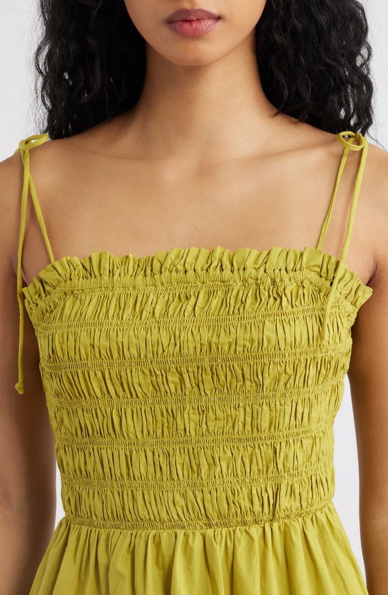 Cleobella Malika Smocked Tie Strap Minidress, Alternate, color, Green Envy