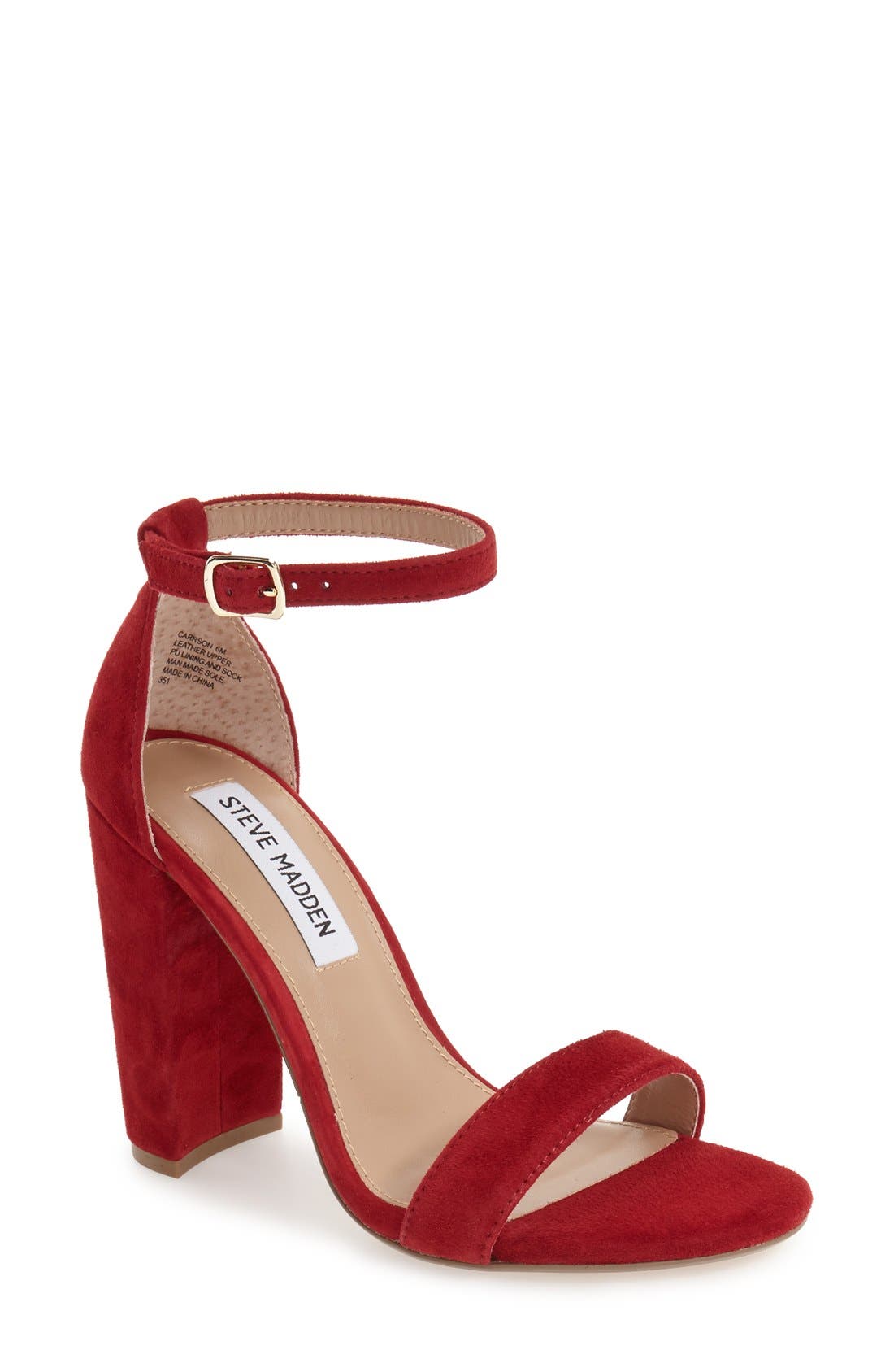 Carrson Ankle Strap Sandal, Main, color, DARK RED SUEDE
