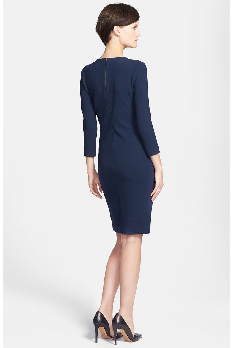 Three Quarter Sleeve Pencil Sheath Dress, Alternate, color, MALLARD