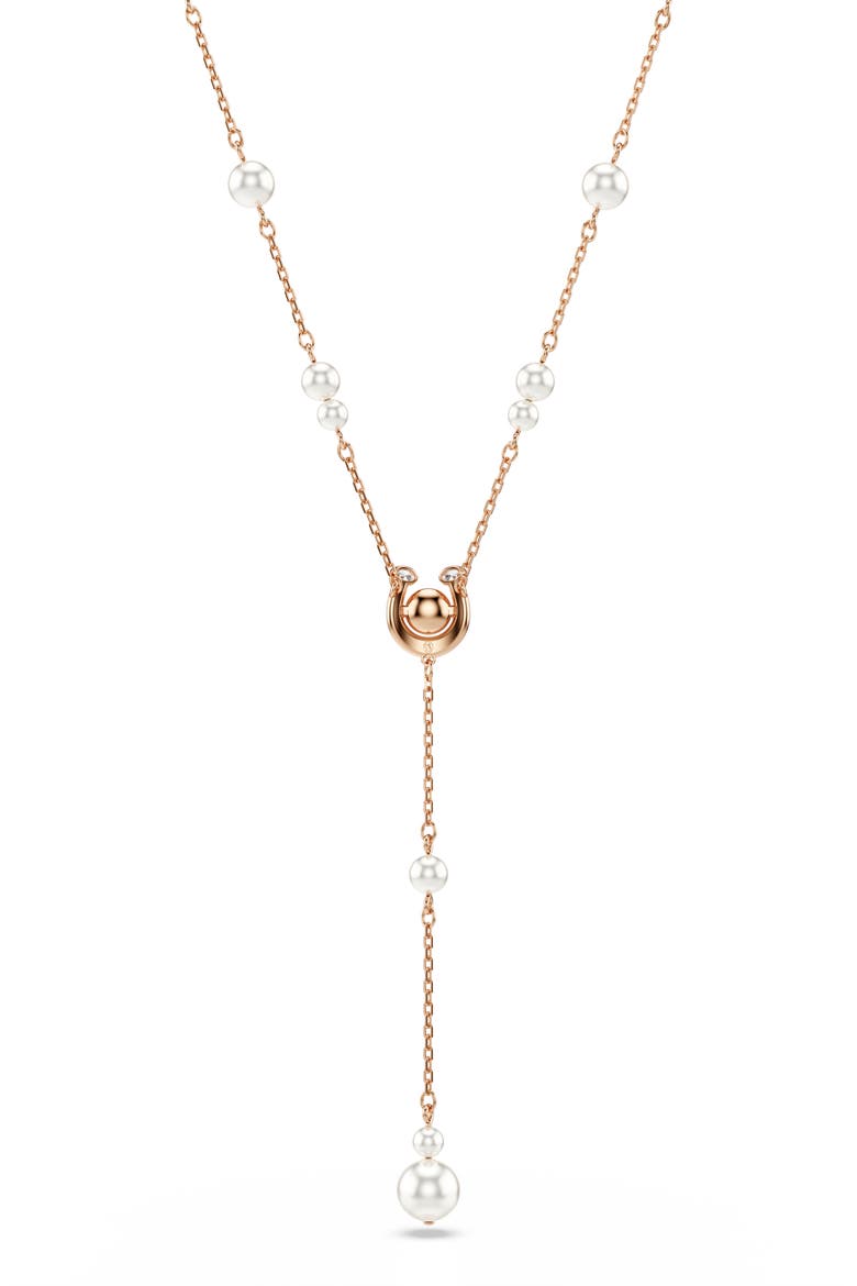 Symbolica Faux Pearl Y-Necklace, Alternate, color, ROSE GOLD