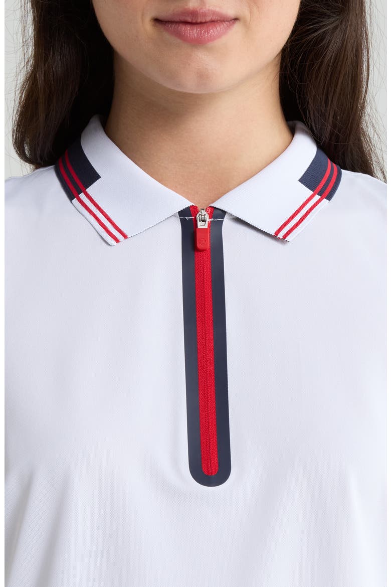 Sleeveless Quarter Zip Polo, Alternate, color, SNOW / LAVA