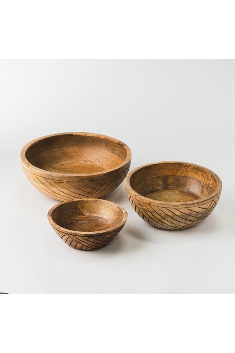 EarthLines Handcrafted Nested Bowls, Main, color, Natural