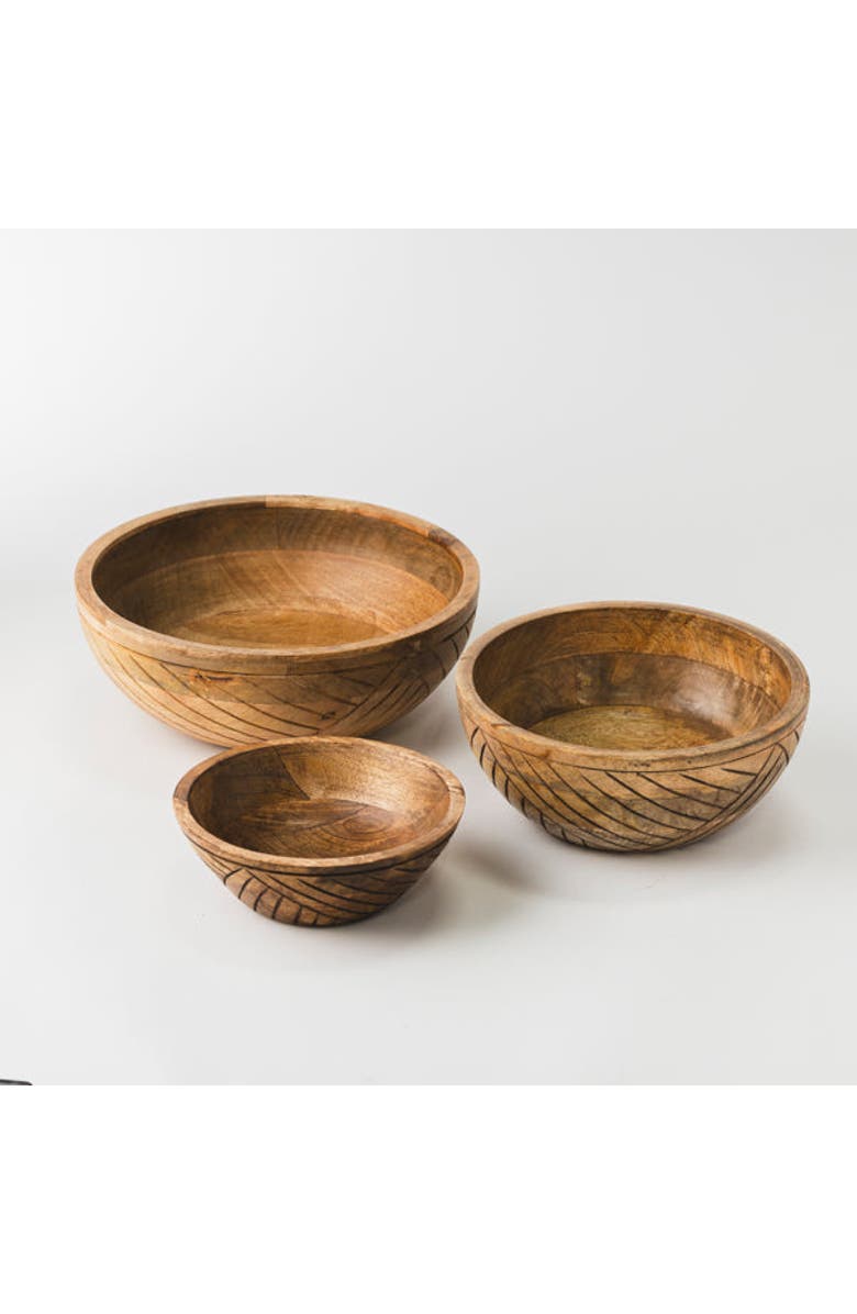 Mela Artisans EarthLines Handcrafted Nested Bowls, Main, color, Natural