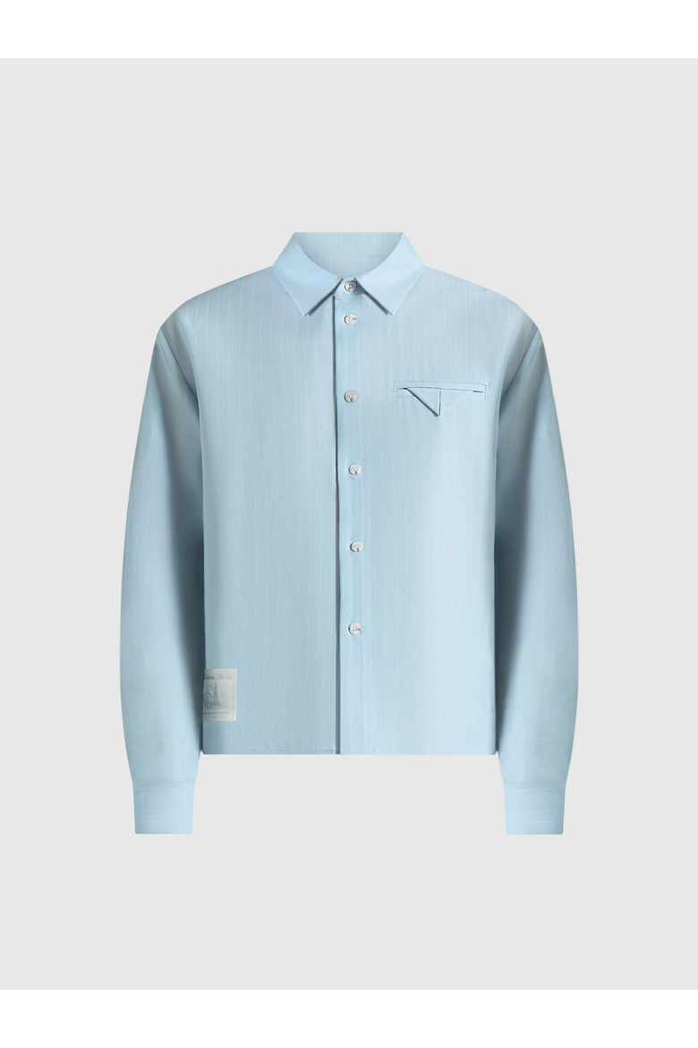 Arlo Pinstripe Cropped Long Sleeve Shirt, Alternate, color, Blue