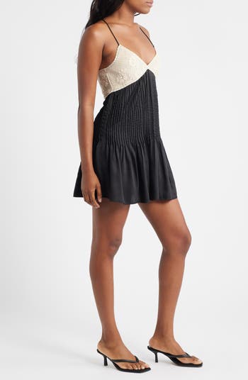 Mixed Media Babydoll Minidress