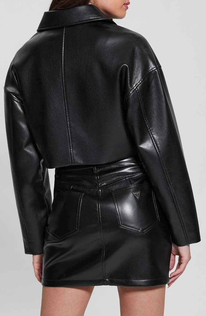 GUESS Amy Faux Leather Crop Jacket, Alternate, color, 
