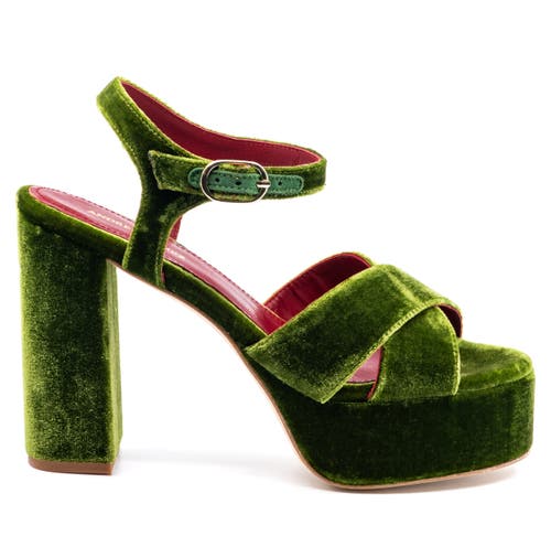 Andrea Gomez Bella Velvet Platform Sandals In Multi