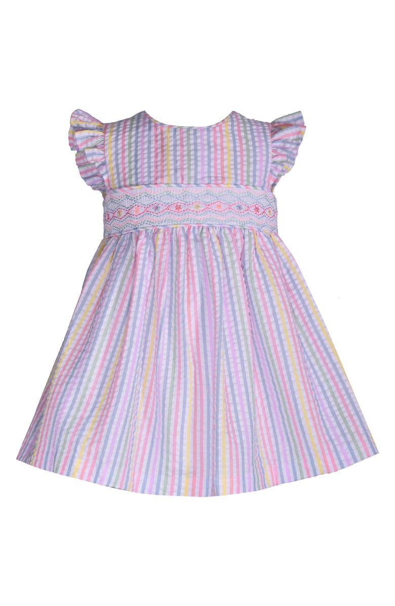 Iris & Ivy Flutter Sleeve Stripe Seersucker Dress, Main, color,