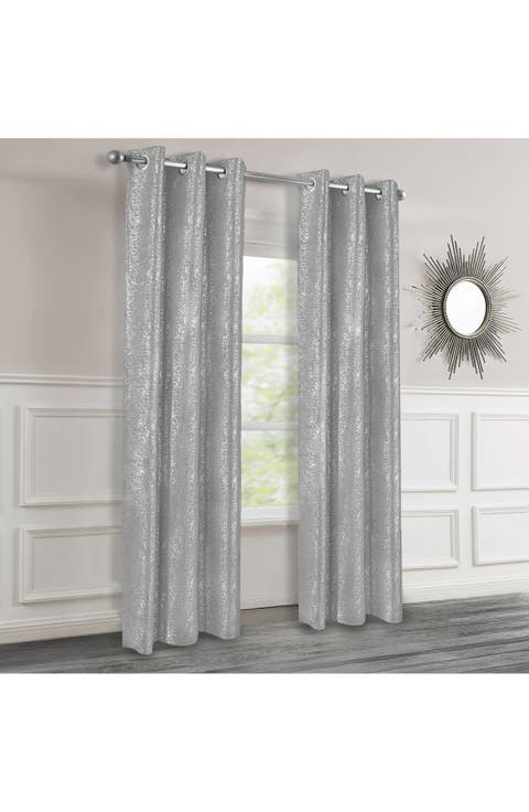 Artistic Set of 2 Metallic Textured Thermal Insulated Blackout Curtain Panels