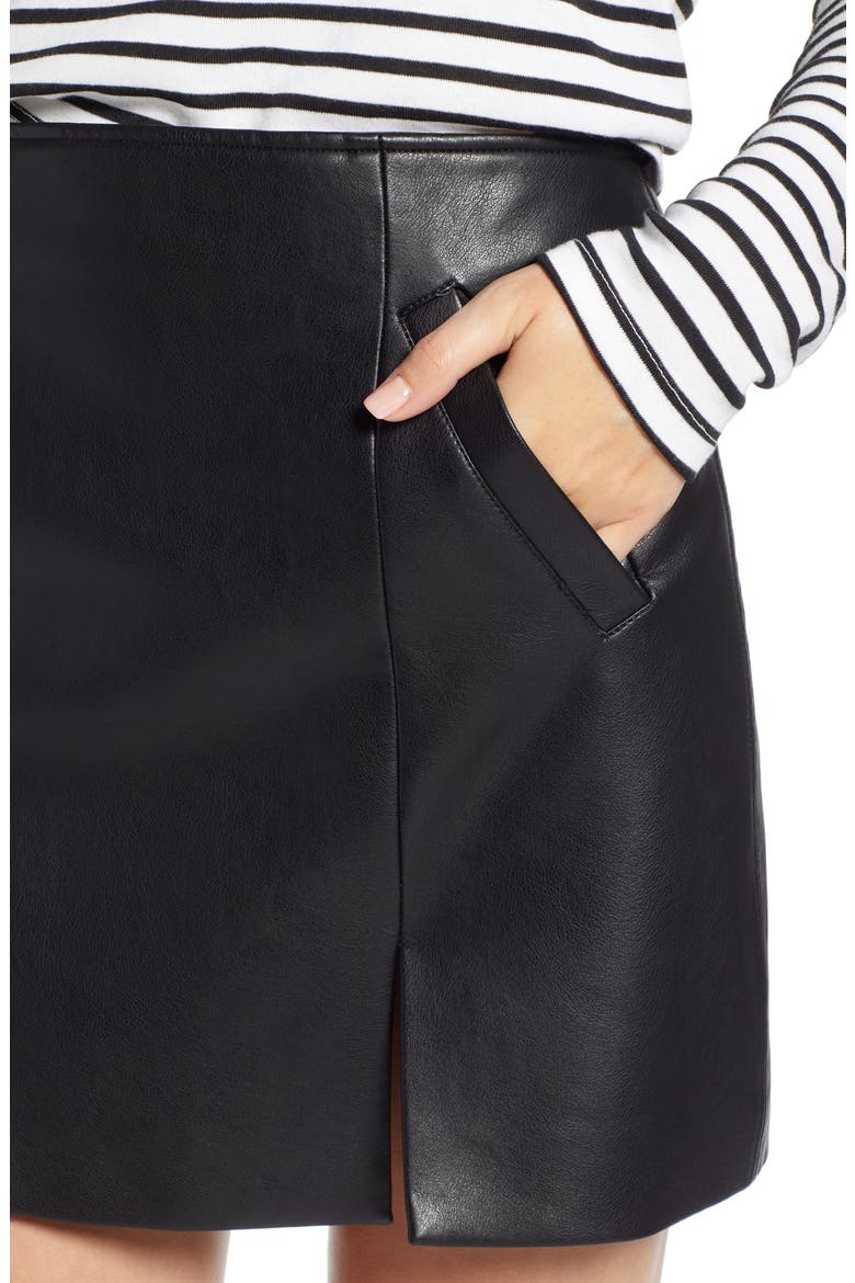 Faux Leather Miniskirt, Alternate, color, LATCH ON