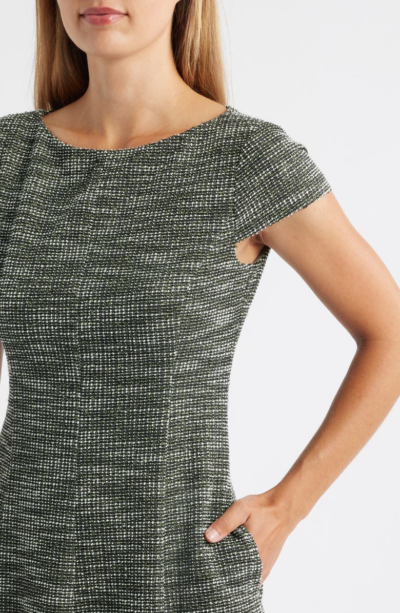 Eliza J Cap Sleeve Fit & Flare Dress, Alternate, color, Olive