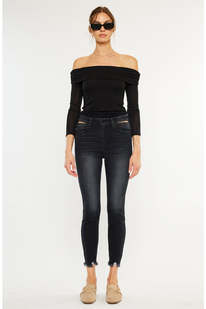 Tiara High Rise Ankle Skinny Jeans, Alternate, color, Dark Gray