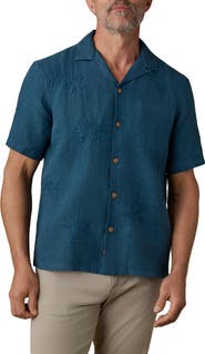 Faherty Embroidered Linen Camp Shirt