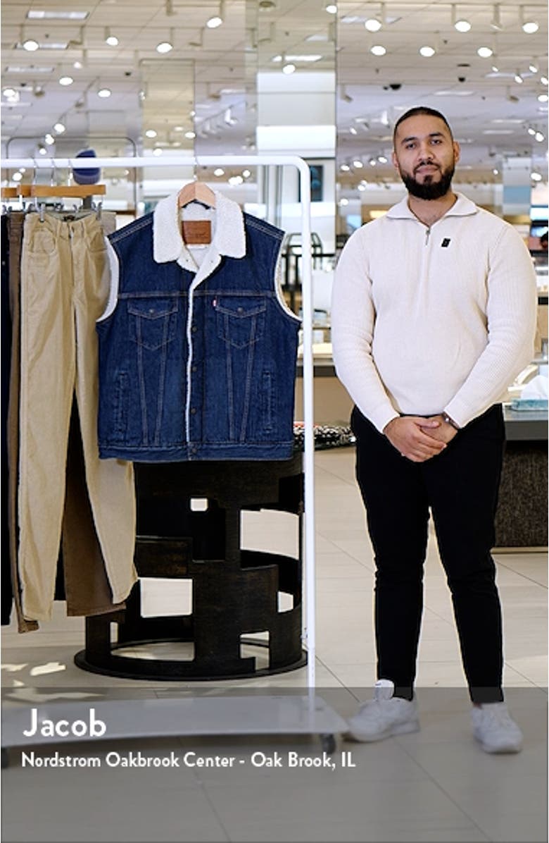 Denim & Faux Shearling Trucker Vest, sales video thumbnail