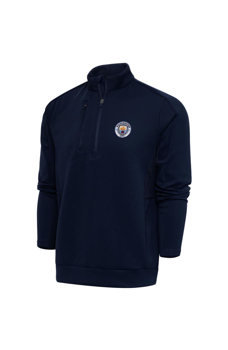 ANTIGUA Men's Navy Manchester City Genesis Quarter-Zip Pullover, Alternate, color, Navy
