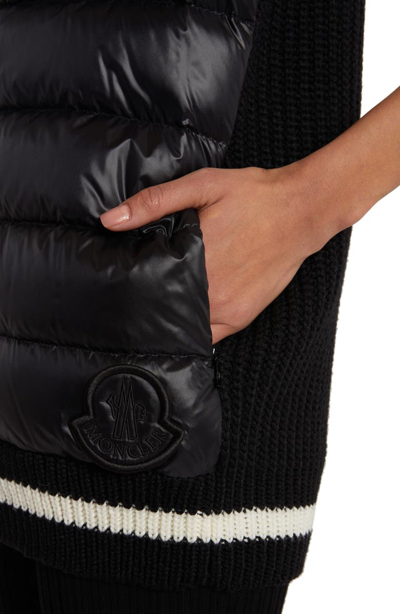 Moncler Quilted Down 
Rib Knit Vest, Alternate, color, Black