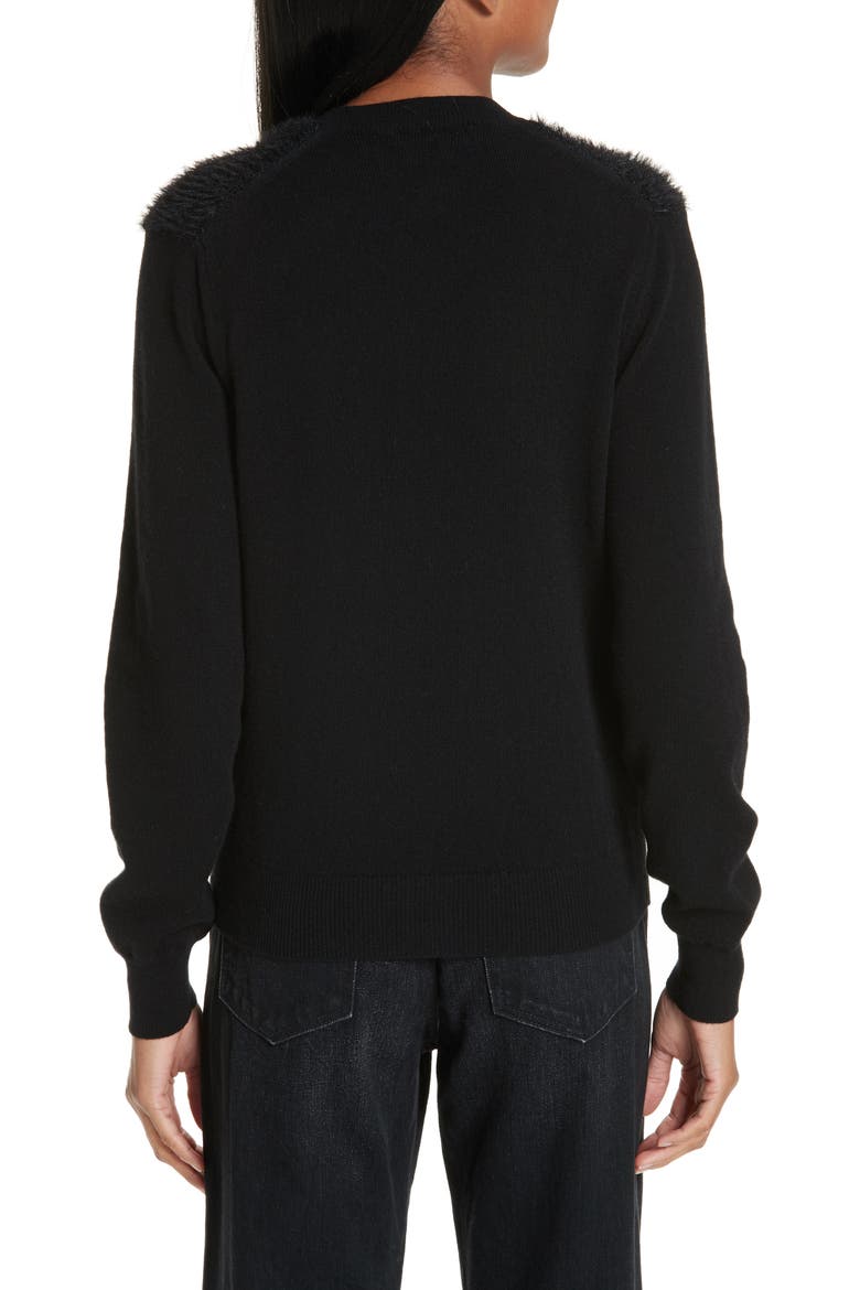 Fuzzy Cardigan, Alternate, color, BLACK