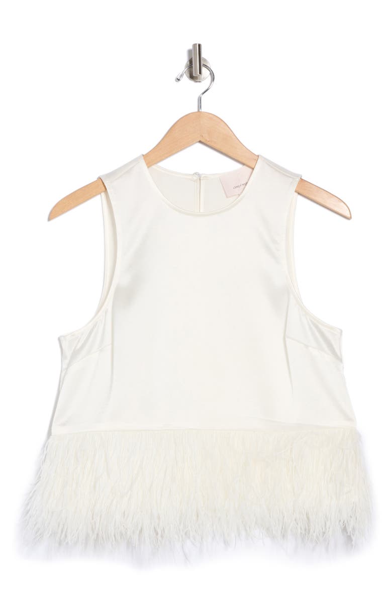 Cinq à Sept Charisse Feather Trim Top, Alternate, color,