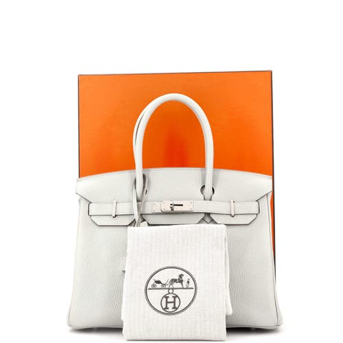 Pre-owned Hermes  Hermes Birkin Handbag Grey Clemence With Palladium Hardware 30 In Gray