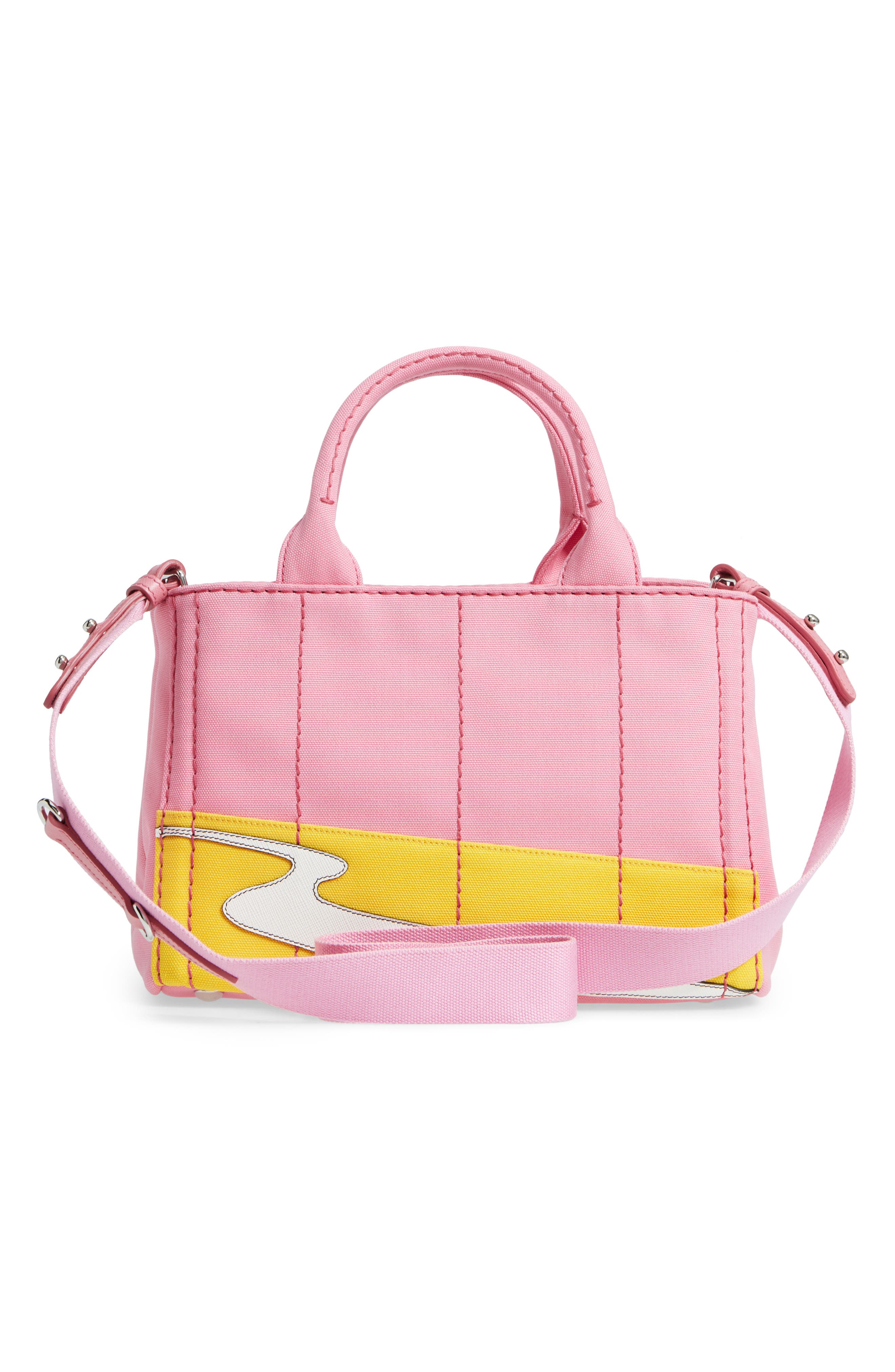 Desert Motif Patch Leather & Canvas Tote, Alternate, color, PINK