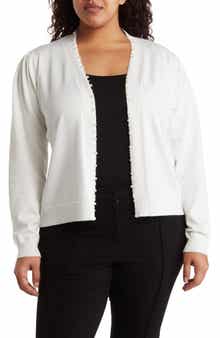 BY DESIGN Panther Pearly Beaded Open Front Cardigan