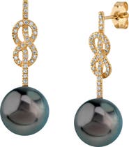 The Pearl Source Tahitian South Sea Pearl & Diamond Levana Infinity Earrings