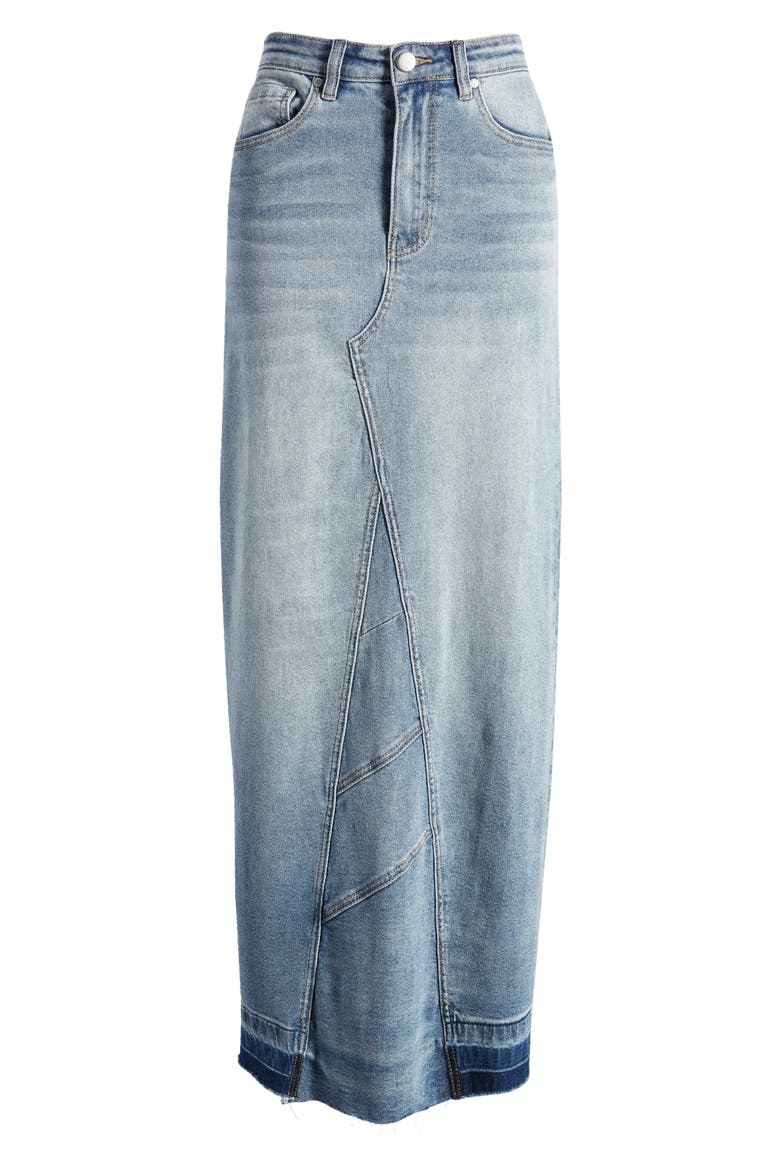 Release Hem Denim Maxi Skirt, Alternate, color, INDIGO