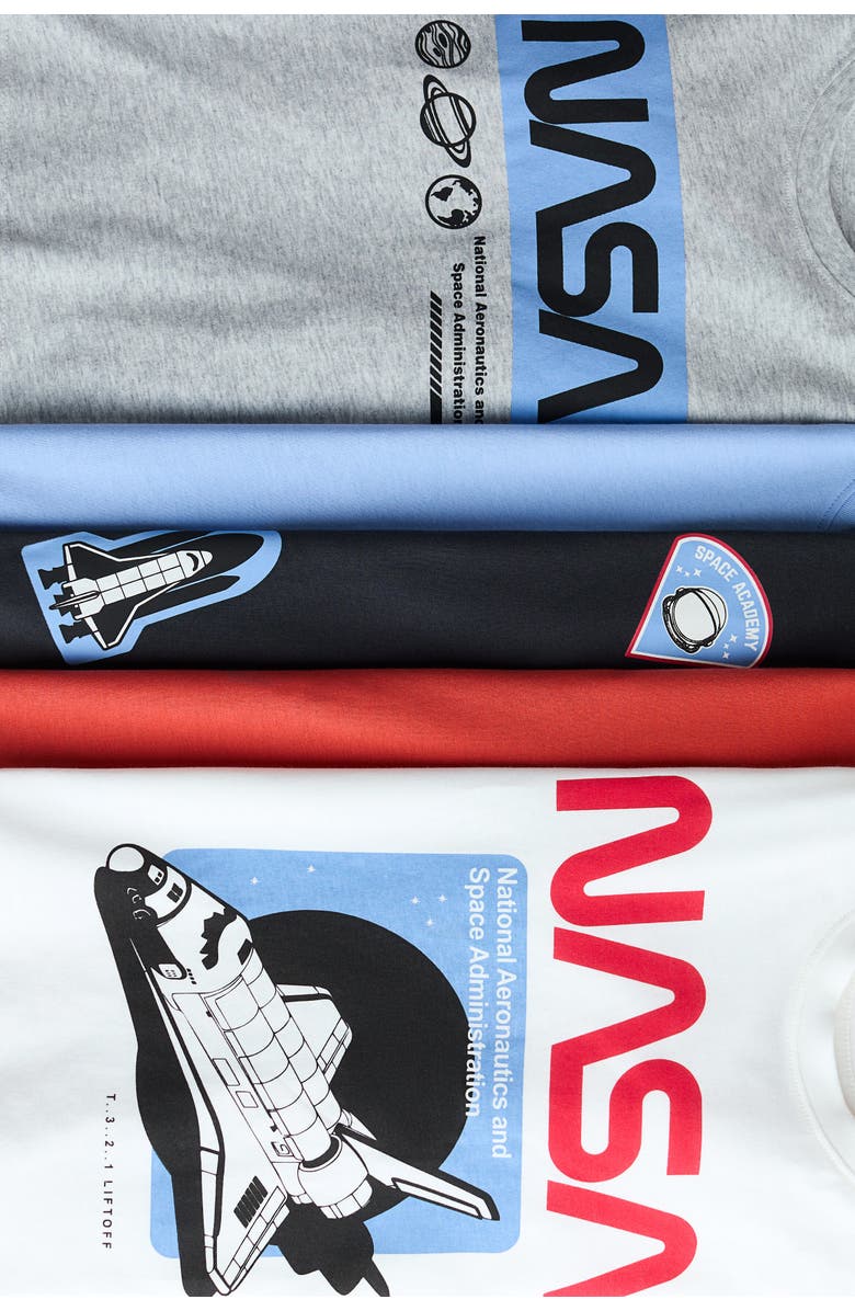 H&M 5-pack jersey t-shirts, Alternate, color, Red/Nasa