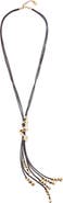 UNODE50 18K gold-plated leather cord long necklace