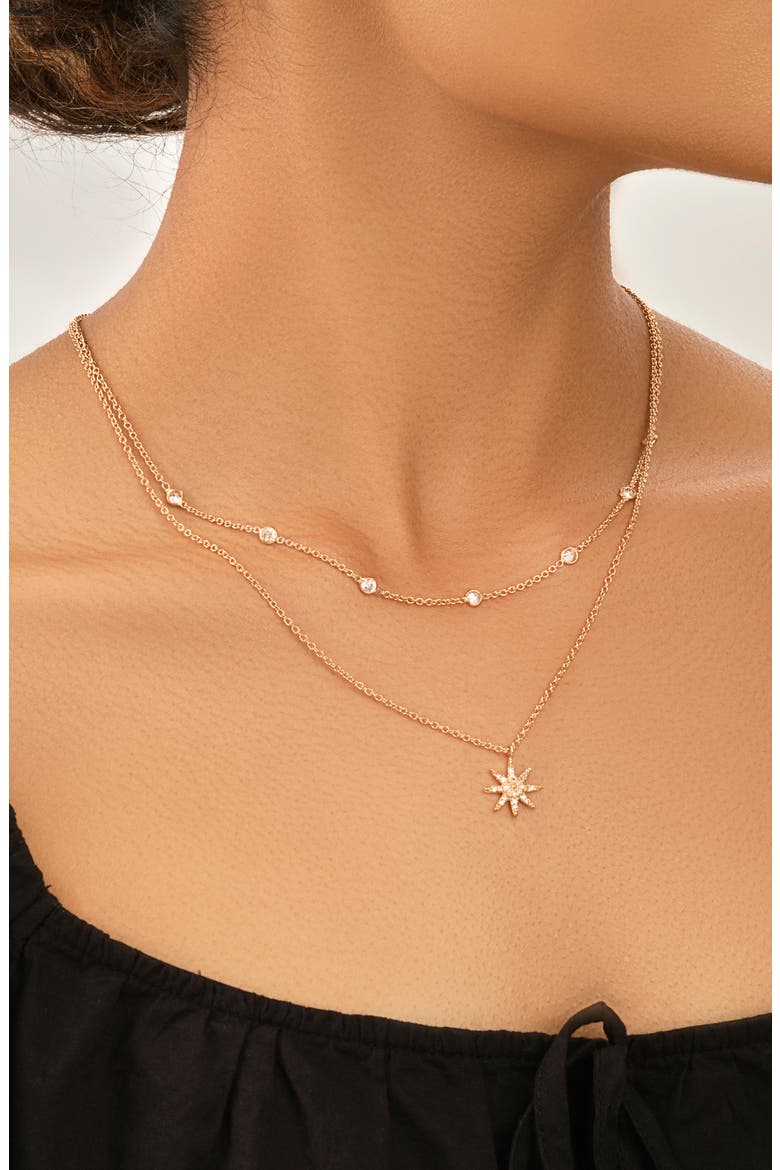 14K Rose Gold Plated Layered Burst Pendant Necklace, Alternate, color, ROSE GOLD