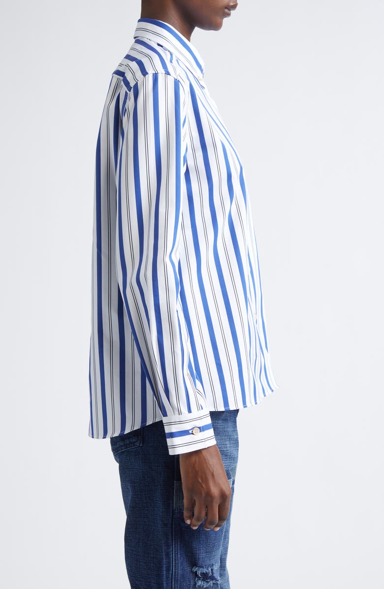 Wales Bonner Daylight Stripe Cotton Poplin Button-Down Shirt, Alternate, color, White/ Blue/ Black