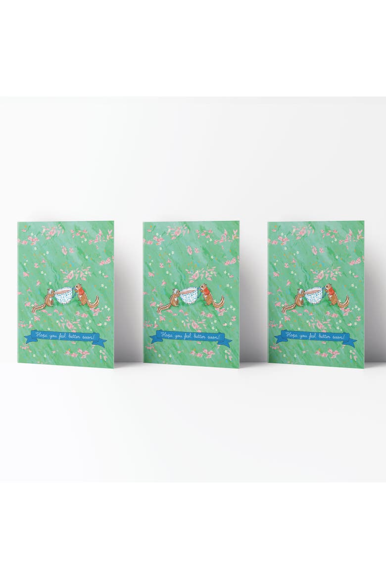 Feel Better Chipmunks Tea Get Well Sympathy Greeting Card Pack Sets, Main, color, Multi-Pack