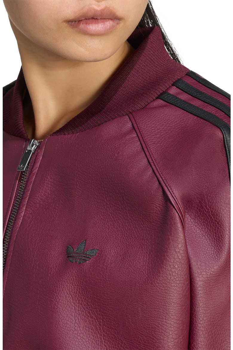 SST Faux Leather Track Jacket, Alternate, color, MAROON/ BLACK/ FOOTBALL GOLD
