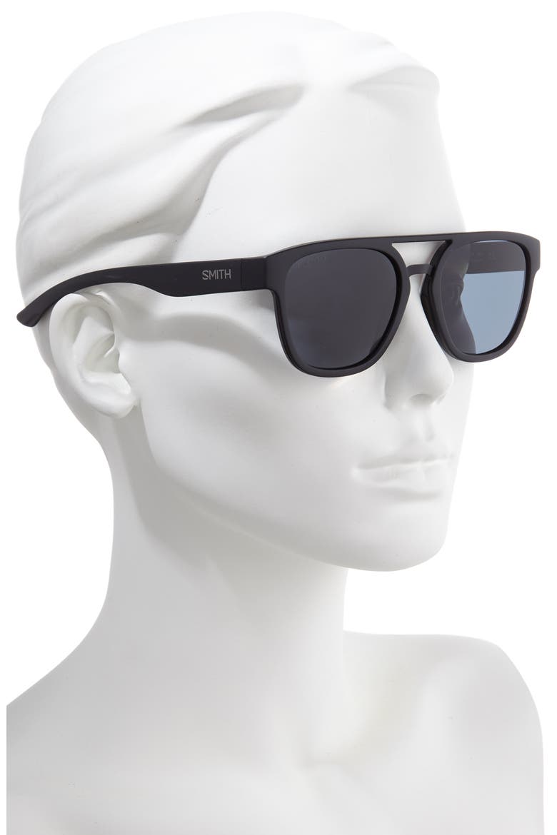 Agency 54mm ChromaPop™ Polarized Flat Top Sunglasses, Alternate, color, MATTE BLACK/ BLACK