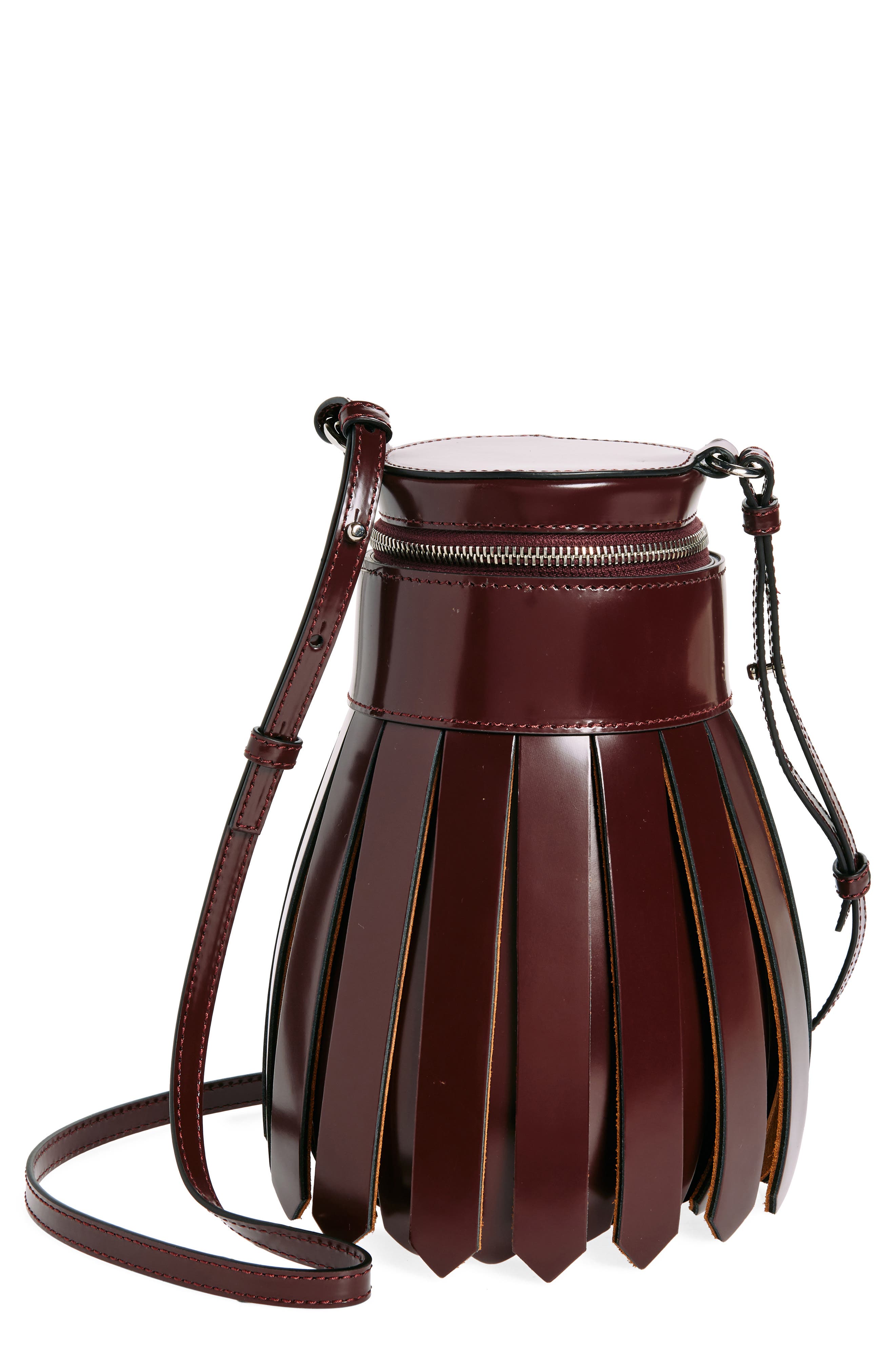 JW Anderson Tassel Leather Bucket Bag, Main, color, 