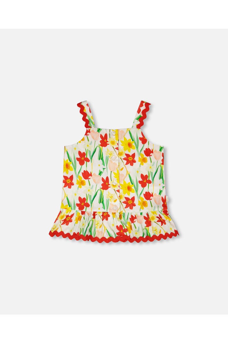 Sleeveless Viscose Daffodil Top, Main, color, White Printed Daffodils
