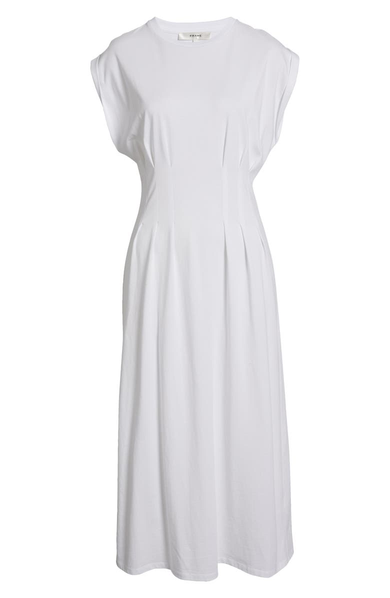 FRAME The Nipped Organic Cotton Jersey Midi Dress, Alternate, color, White