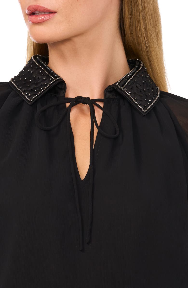 CeCe Beaded Tie Neck Chiffon Top, Alternate, color,