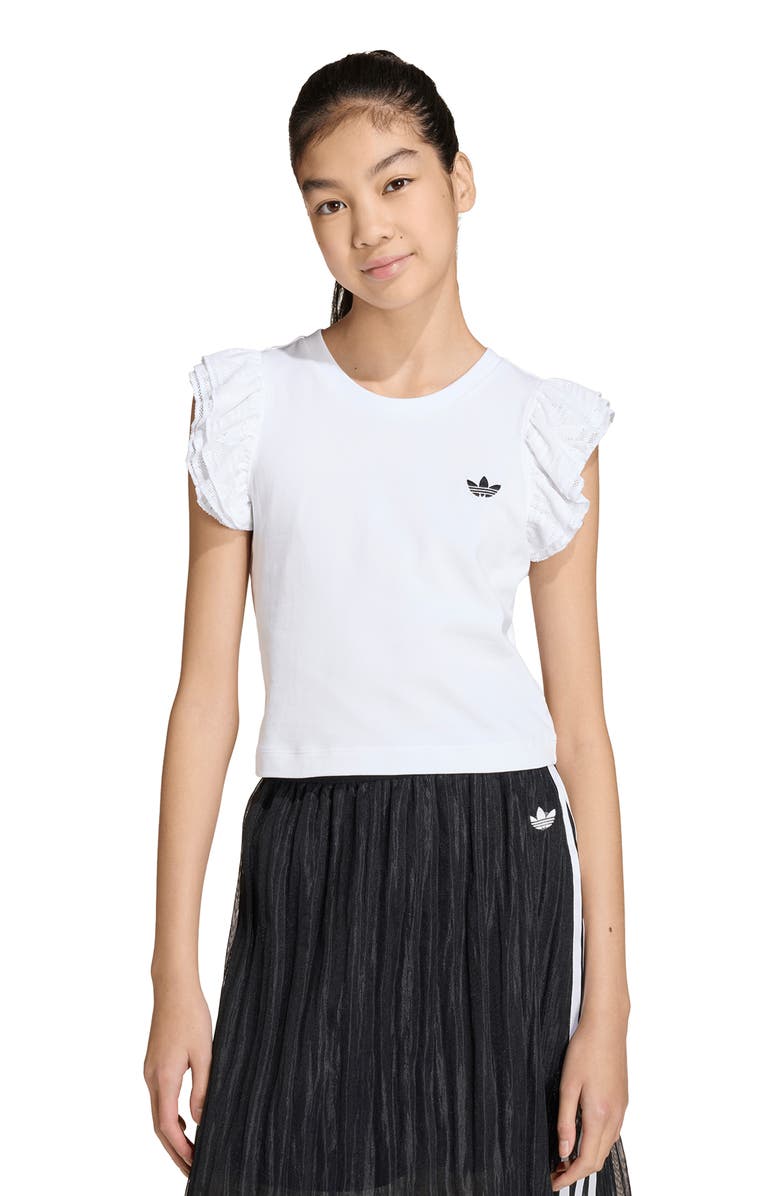adidas Kids' Lace Flutter Sleeve T-Shirt, Alternate, color, White