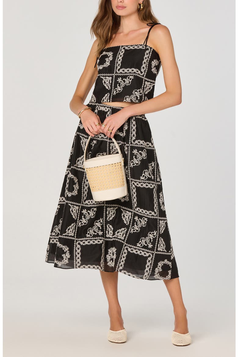 Mosaic Embroidery Midi Skirt, Alternate, color, BLACK EMBROIDERY